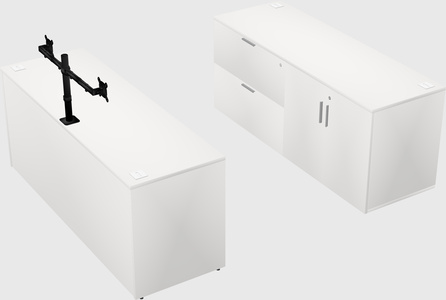 Parallel desk with credenza