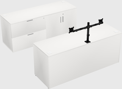 Parallel desk with credenza