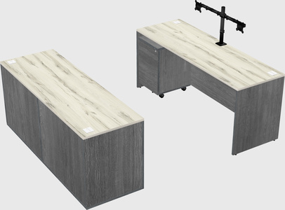 Parallel desk with credenza