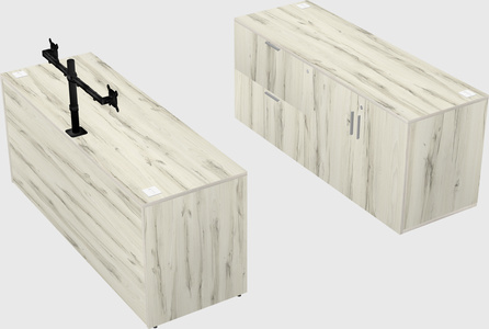 Parallel desk with credenza