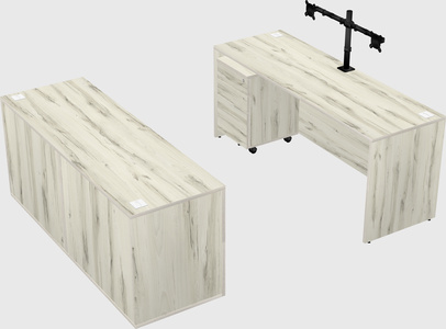 Parallel desk with credenza