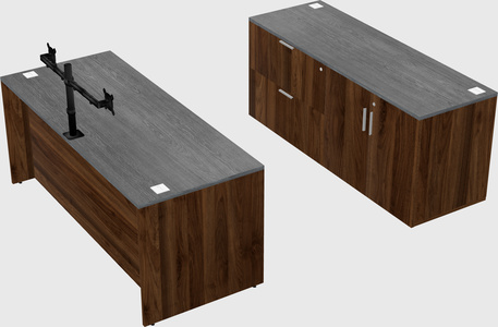 Parallel desk with credenza