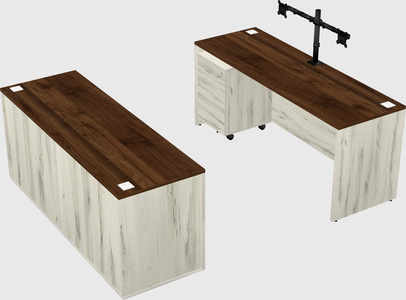 Parallel desk with credenza