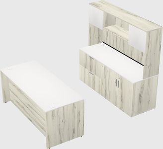Parallel desk with credenza