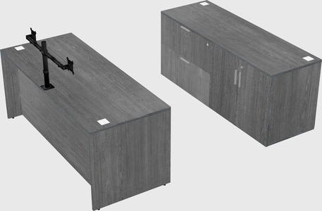 Parallel desk with credenza