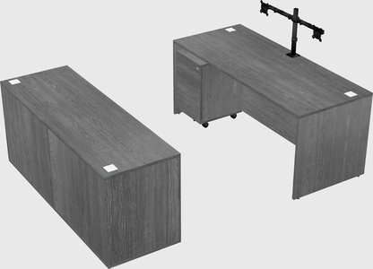 Parallel desk with credenza