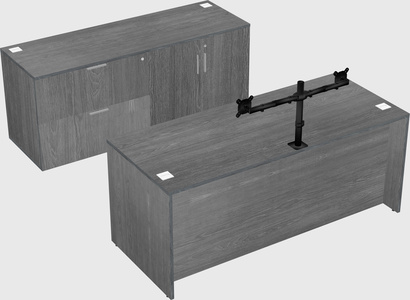 Parallel desk with credenza