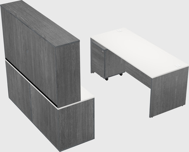 Parallel desk with credenza