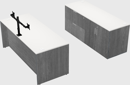 Parallel desk with credenza