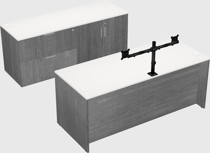 Parallel desk with credenza