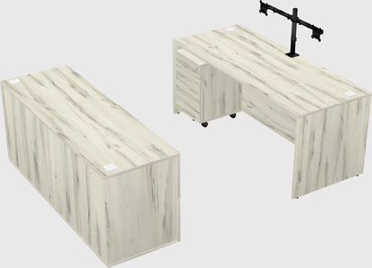 Parallel desk with credenza