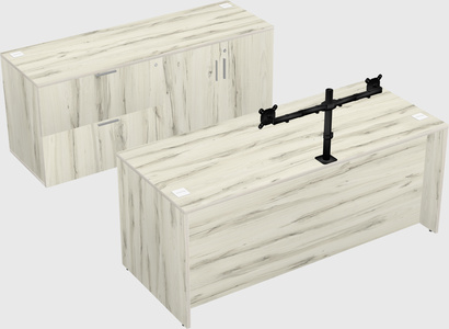 Parallel desk with credenza