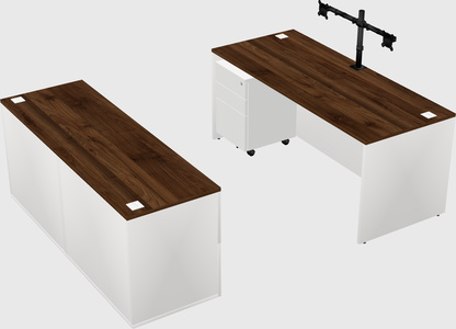 Parallel desk with credenza
