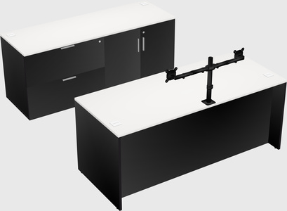 Parallel desk with credenza