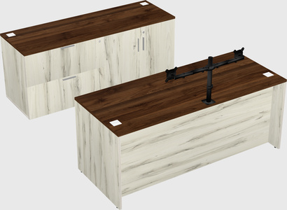 Parallel desk with credenza