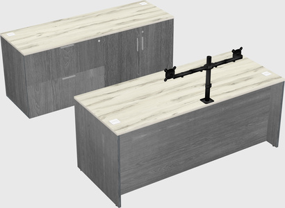 Parallel desk with credenza