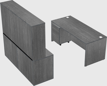 Parallel desk with credenza
