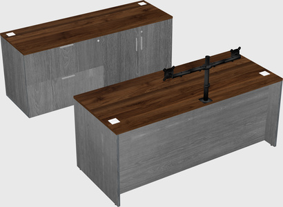 Parallel desk with credenza