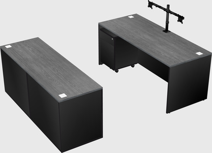 Parallel desk with credenza