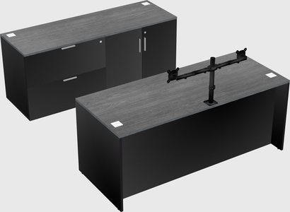 Parallel desk with credenza