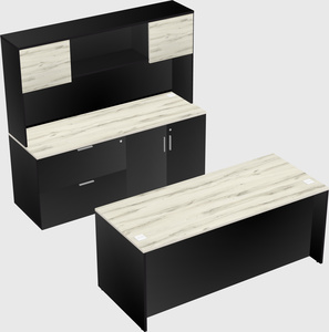 Parallel desk with credenza