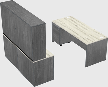 Parallel desk with credenza