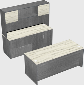 Parallel desk with credenza