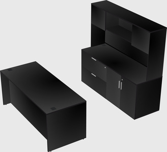Parallel desk with credenza