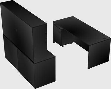 Parallel desk with credenza