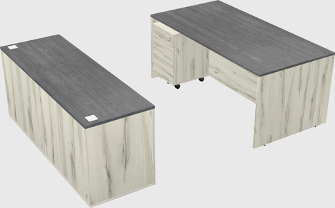 Parallel desk with credenza