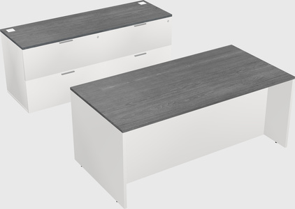 Parallel desk with credenza