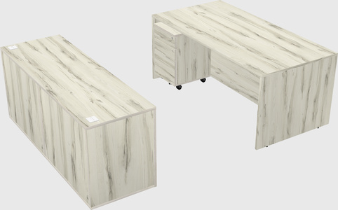 Parallel desk with credenza