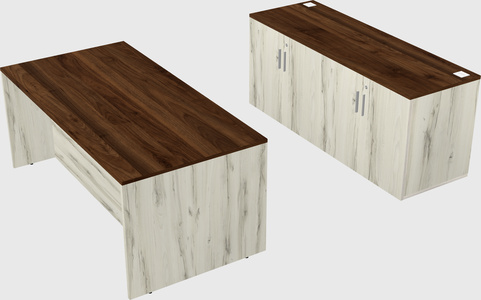 Parallel desk with credenza