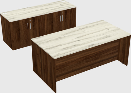 Parallel desk with credenza