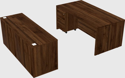 Parallel desk with credenza