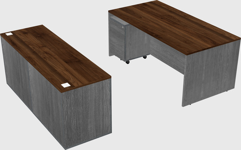 Parallel desk with credenza