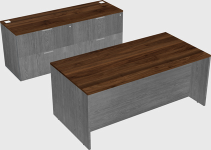 Parallel desk with credenza