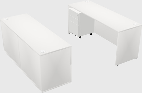 Parallel desk with credenza