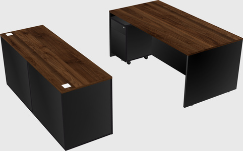 Parallel desk with credenza