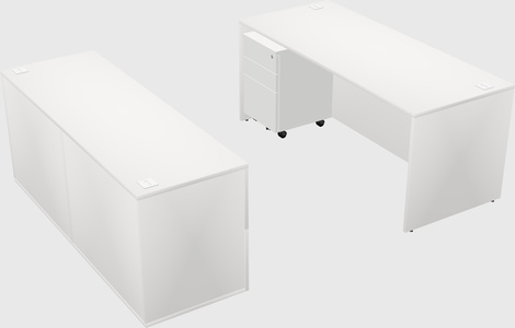 Parallel desk with credenza