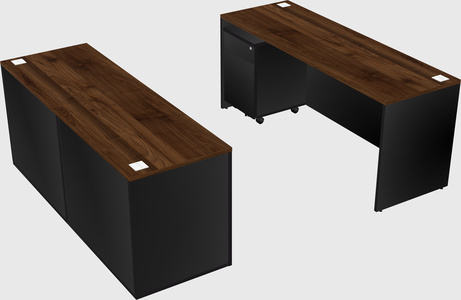 Parallel desk with credenza