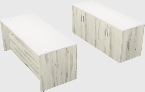 Parallel desk with credenza