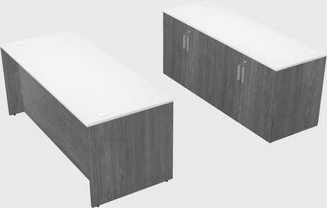 Parallel desk with credenza