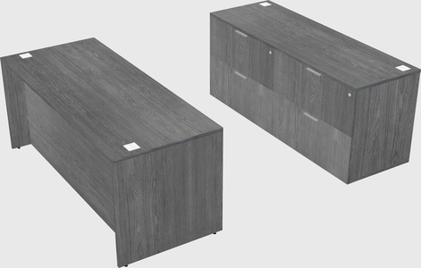 Parallel desk with credenza