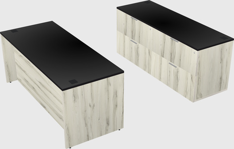 Parallel desk with credenza