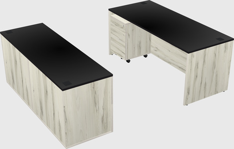 Parallel desk with credenza