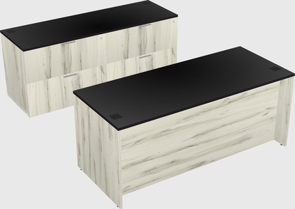 Parallel desk with credenza
