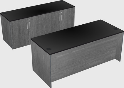Parallel desk with credenza