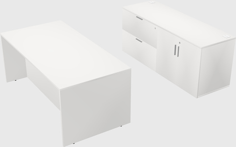 Parallel desk with credenza
