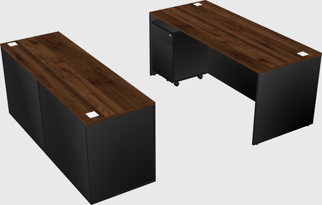 Parallel desk with credenza